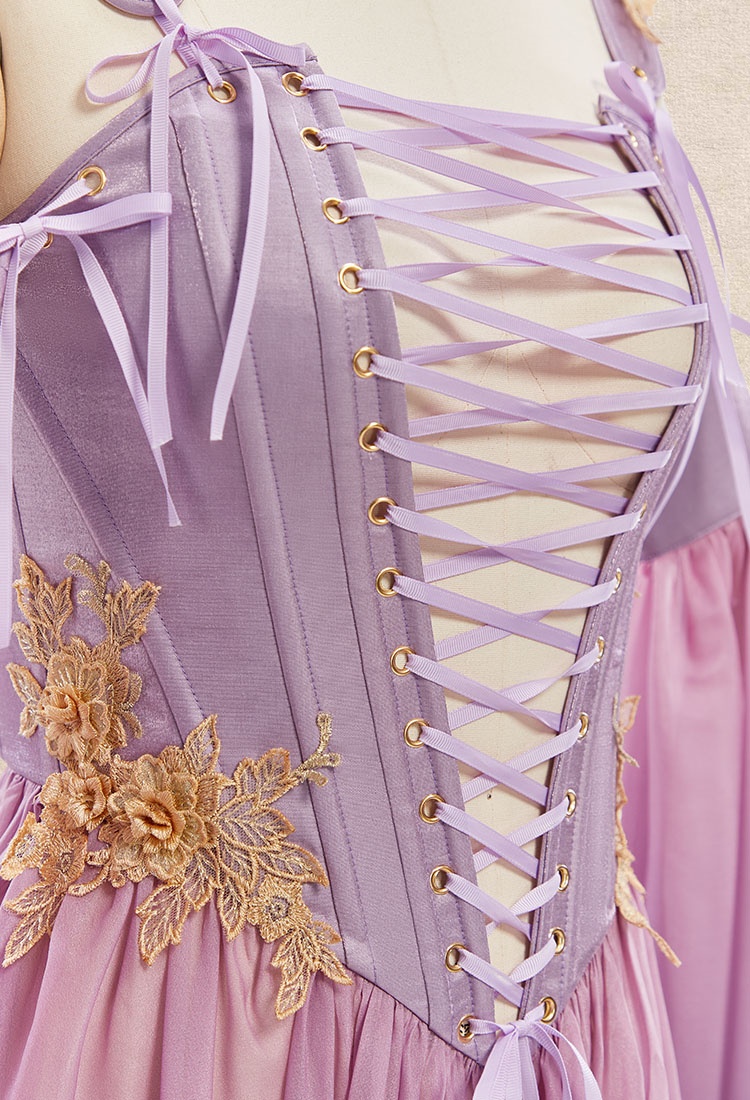 Medieval Renaissance Costume Elf Style Gradient Dress with Sleeves