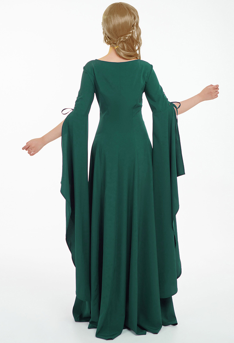 Medieval Renaissance Vintage Wedding Dress with Long Trailing Sleeves