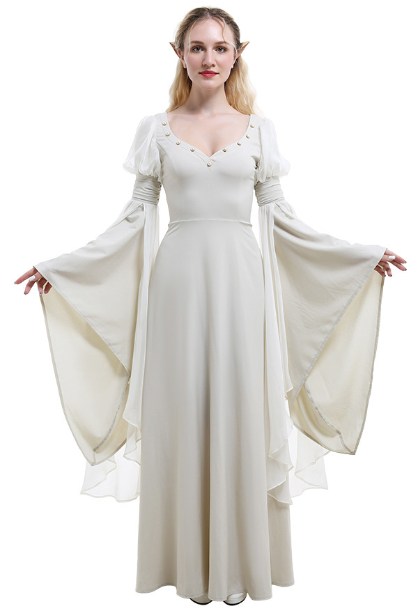 Medieval Renaissance Costume Fairy Elf Wide-sleeved Dress Cosplay Costume