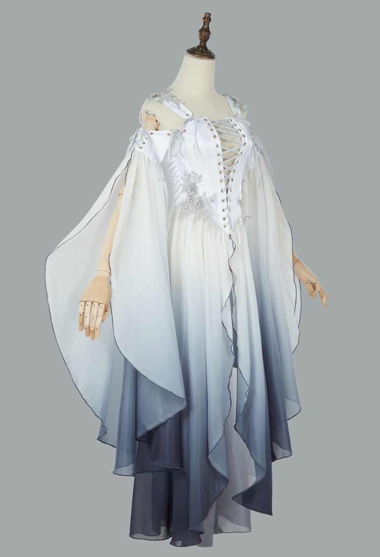 Medieval Renaissance Costume Elf Style Green Dress with Sleeves Cosplay Costume