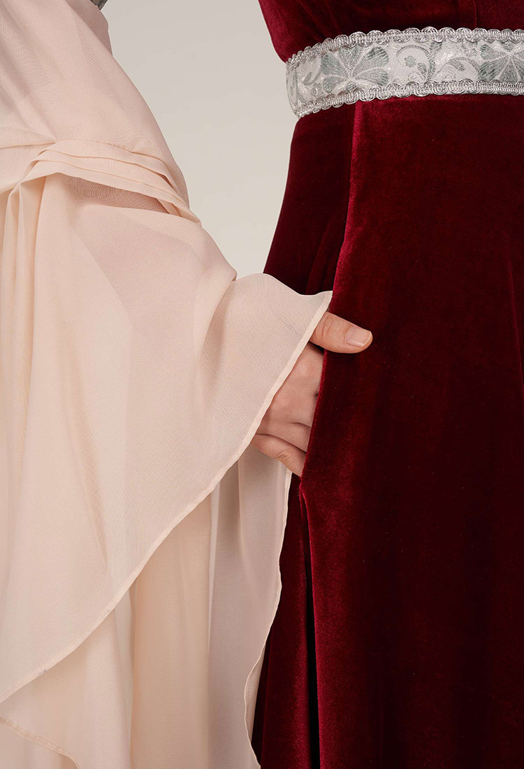 Medieval Fantasy Dress Grey Retro Costume Forest Fairy Elf Velvet Gown