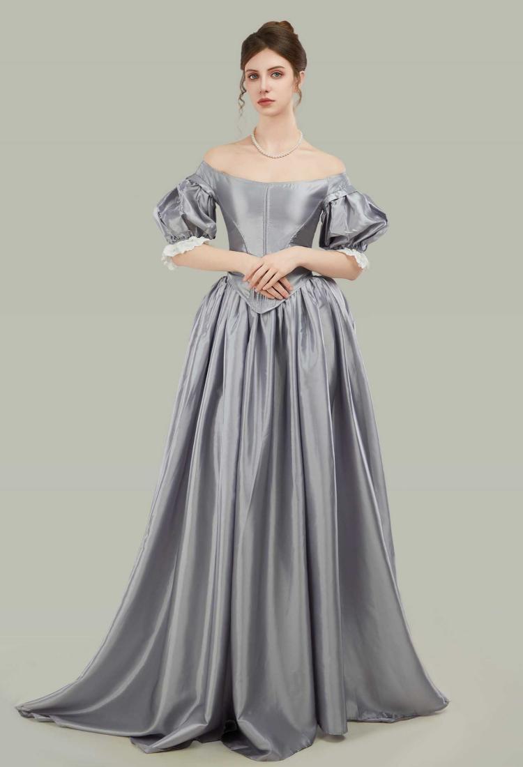 Renaissance Costume Victorian Edwardian Baroque Dress Set Puff Sleeve Corset and Long Skirt