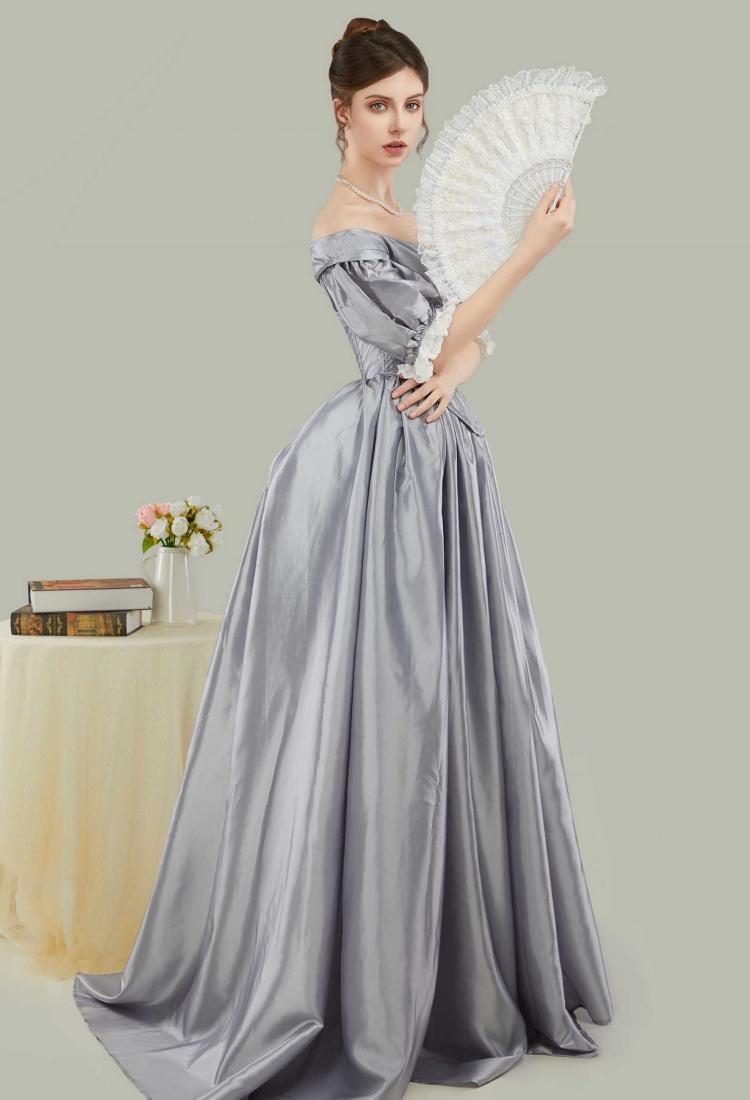 Renaissance Costume Victorian Edwardian Baroque Dress Set Puff Sleeve Corset and Long Skirt