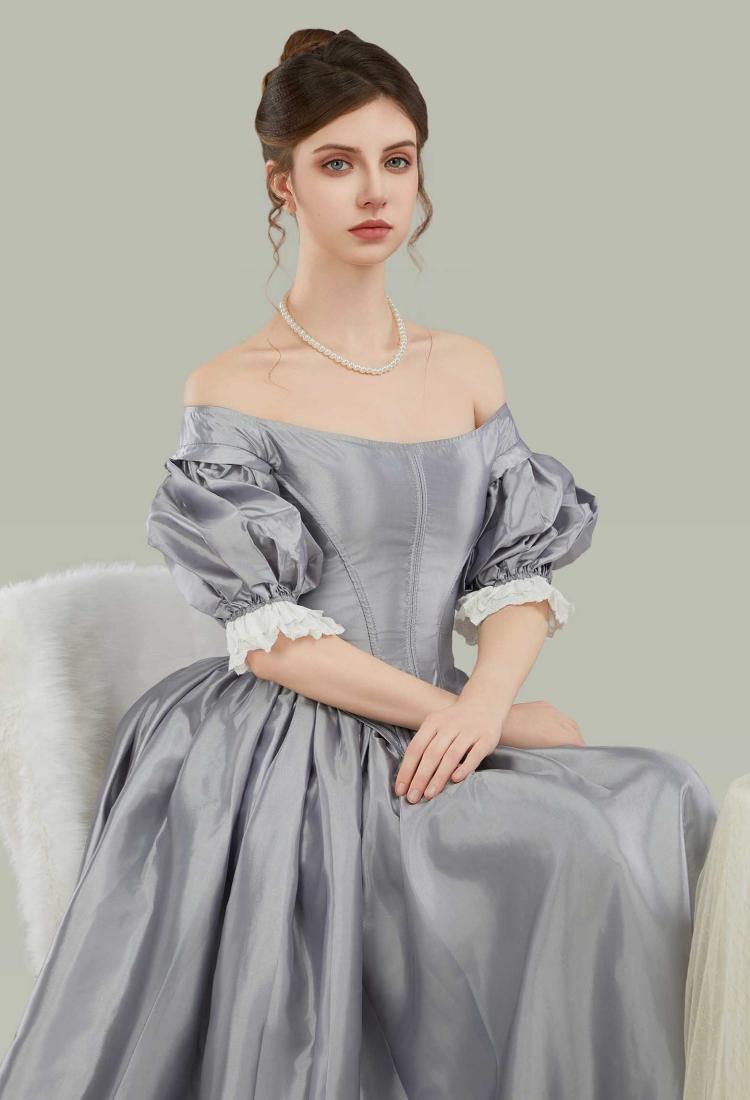 Renaissance Costume Victorian Edwardian Baroque Dress Set Puff Sleeve Corset and Long Skirt