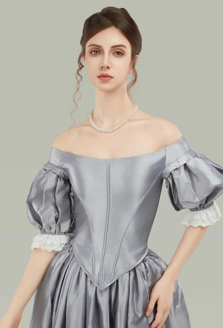 Renaissance Costume Victorian Edwardian Baroque Dress Set Puff Sleeve Corset and Long Skirt