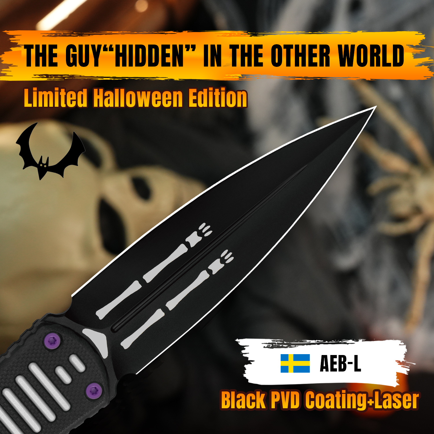 Halloween Series | Hidden Agenda | AEB-L | Aluminum & G10 Skull Handle | 1083HW1 | Limited Edition
