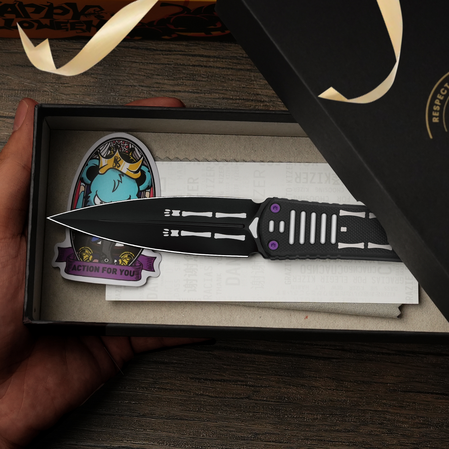 Halloween Series | Hidden Agenda | AEB-L | Aluminum & G10 Skull Handle | 1083HW1 | Limited Edition