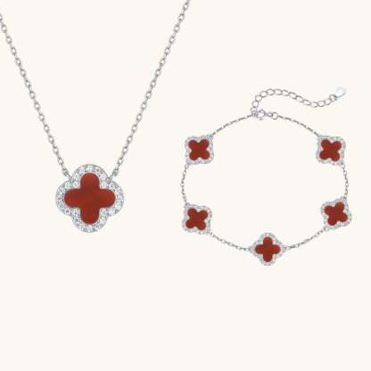Armband und Halskette Klee Set