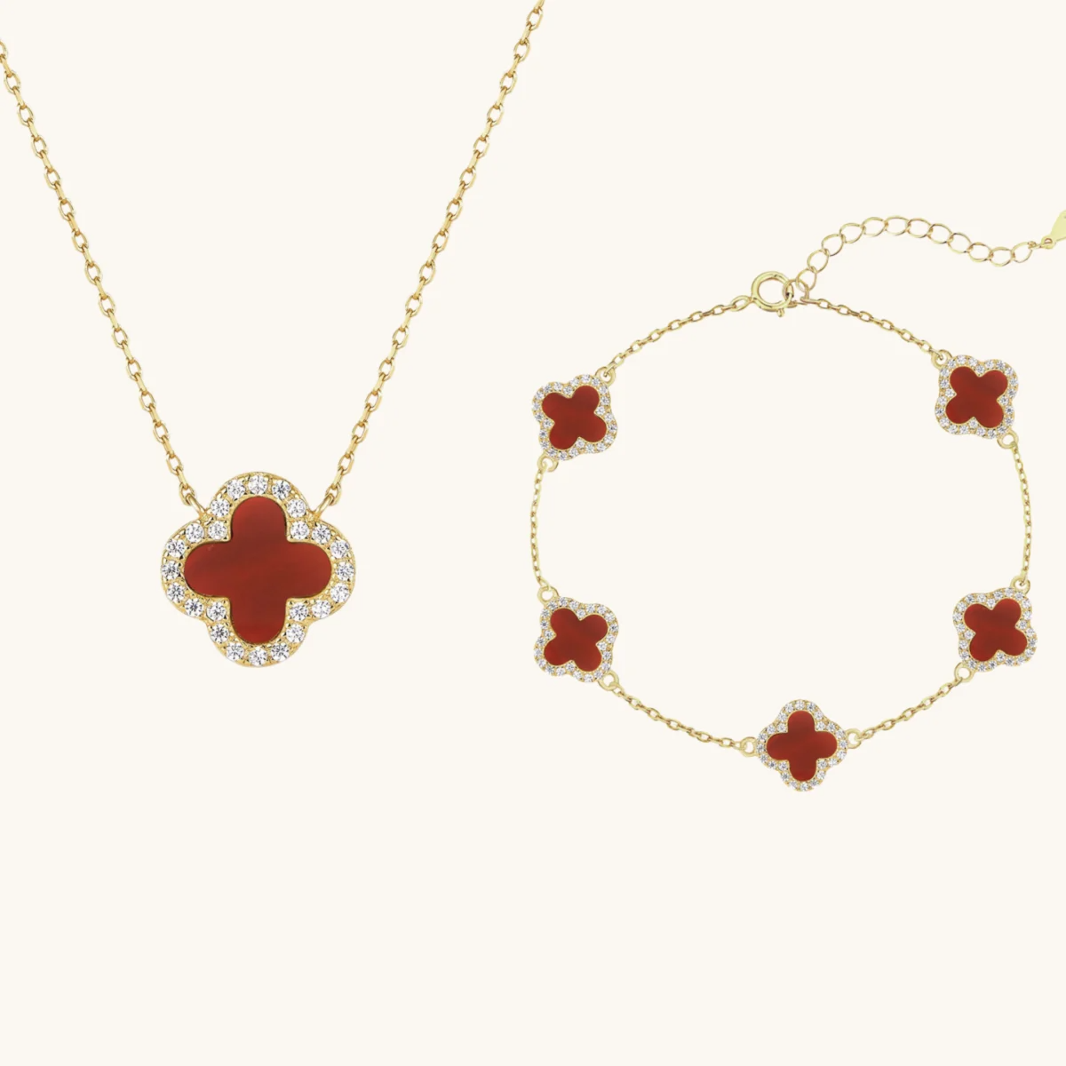 Armband und Halskette Klee Set