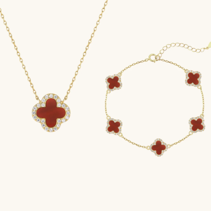 Armband und Halskette Klee Set