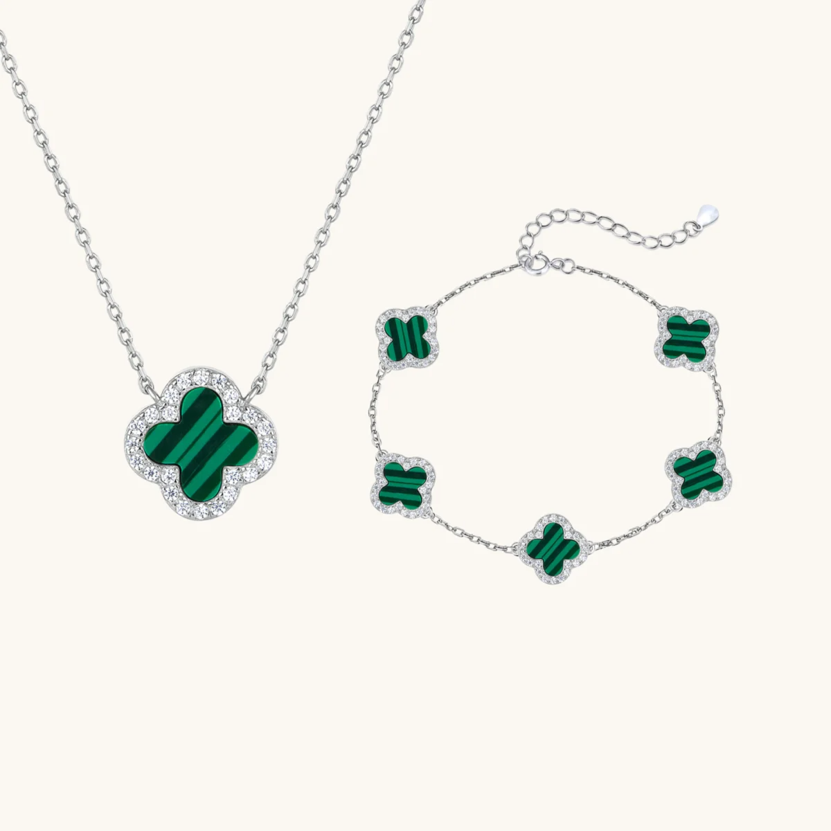 Armband und Halskette Klee Set