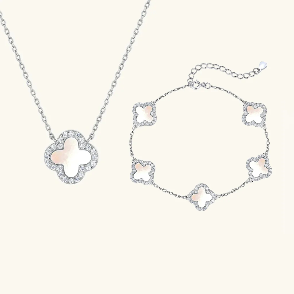 Armband und Halskette Klee Set