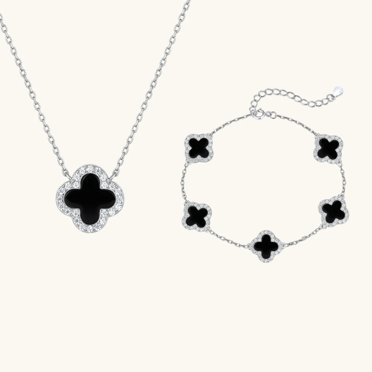 Armband und Halskette Klee Set