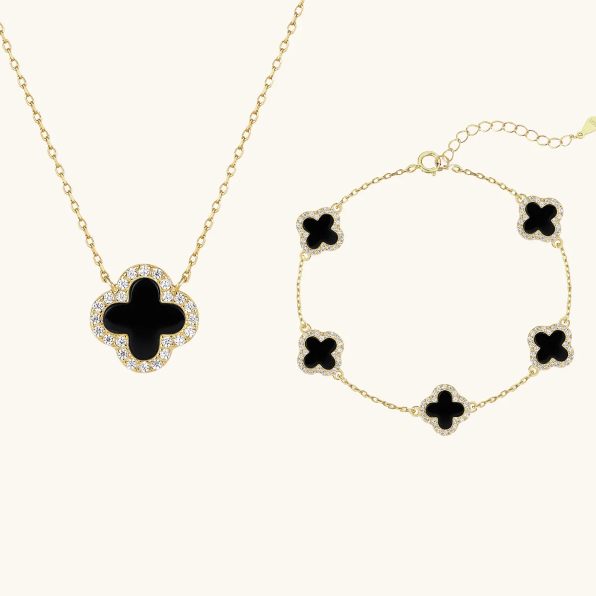 Armband und Halskette Klee Set