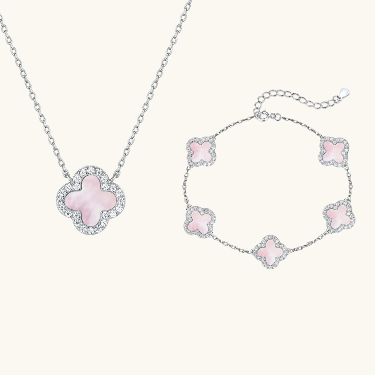 Armband und Halskette Klee Set