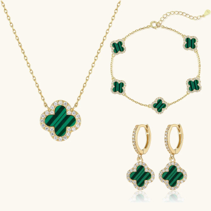 Klee 3-teiliges Set: Halskette, Armband und Creolen