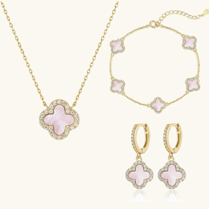 Klee 3-teiliges Set: Halskette, Armband und Creolen