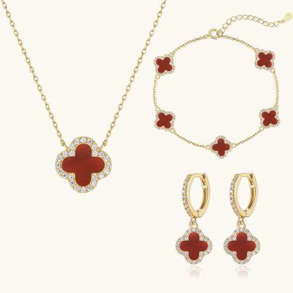 Klee 3-teiliges Set: Halskette, Armband und Creolen