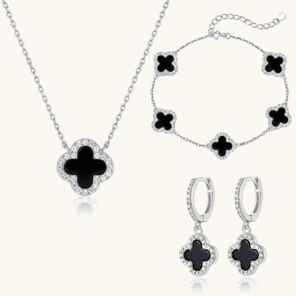 Klee 3-teiliges Set: Halskette, Armband und Creolen
