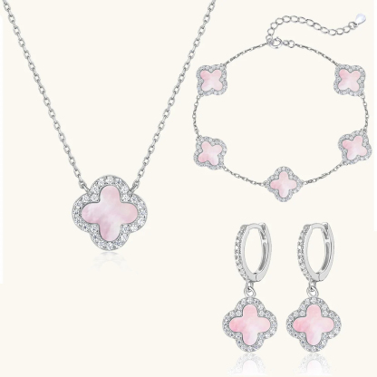Klee 3-teiliges Set: Halskette, Armband und Creolen