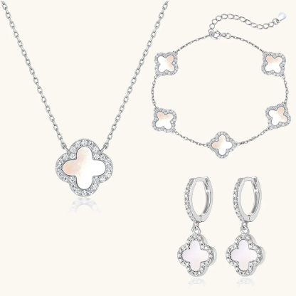 Klee 3-teiliges Set: Halskette, Armband und Creolen