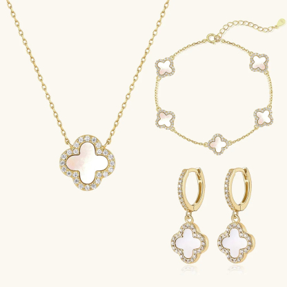 Klee 3-teiliges Set: Halskette, Armband und Creolen