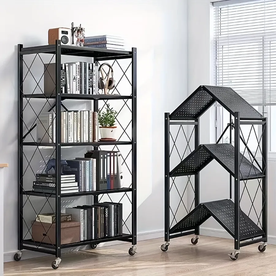 💥Warehouse Clearance💥Foldable Metal Storage Shelves-Heavy Duty on Wheels