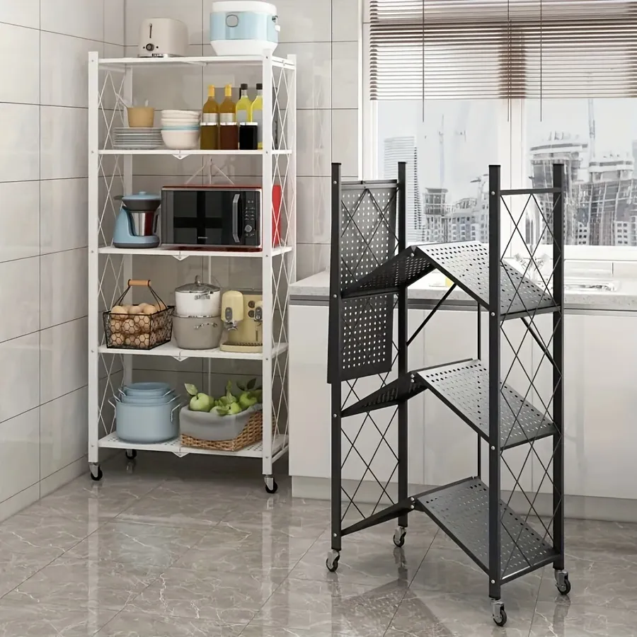 💥Warehouse Clearance💥Foldable Metal Storage Shelves-Heavy Duty on Wheels