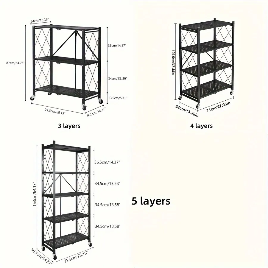 💥Warehouse Clearance💥Foldable Metal Storage Shelves-Heavy Duty on Wheels