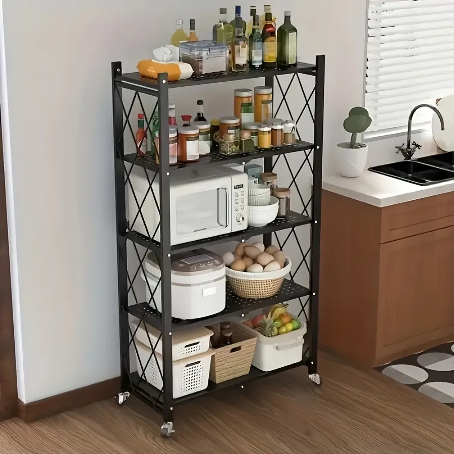 💥Warehouse Clearance💥Foldable Metal Storage Shelves-Heavy Duty on Wheels