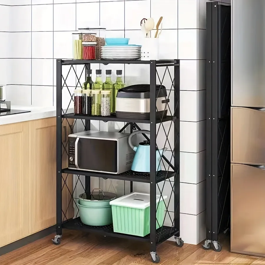 💥Warehouse Clearance💥Foldable Metal Storage Shelves-Heavy Duty on Wheels