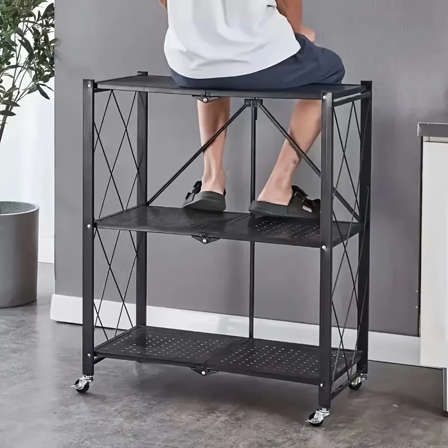💥Warehouse Clearance💥Foldable Metal Storage Shelves-Heavy Duty on Wheels