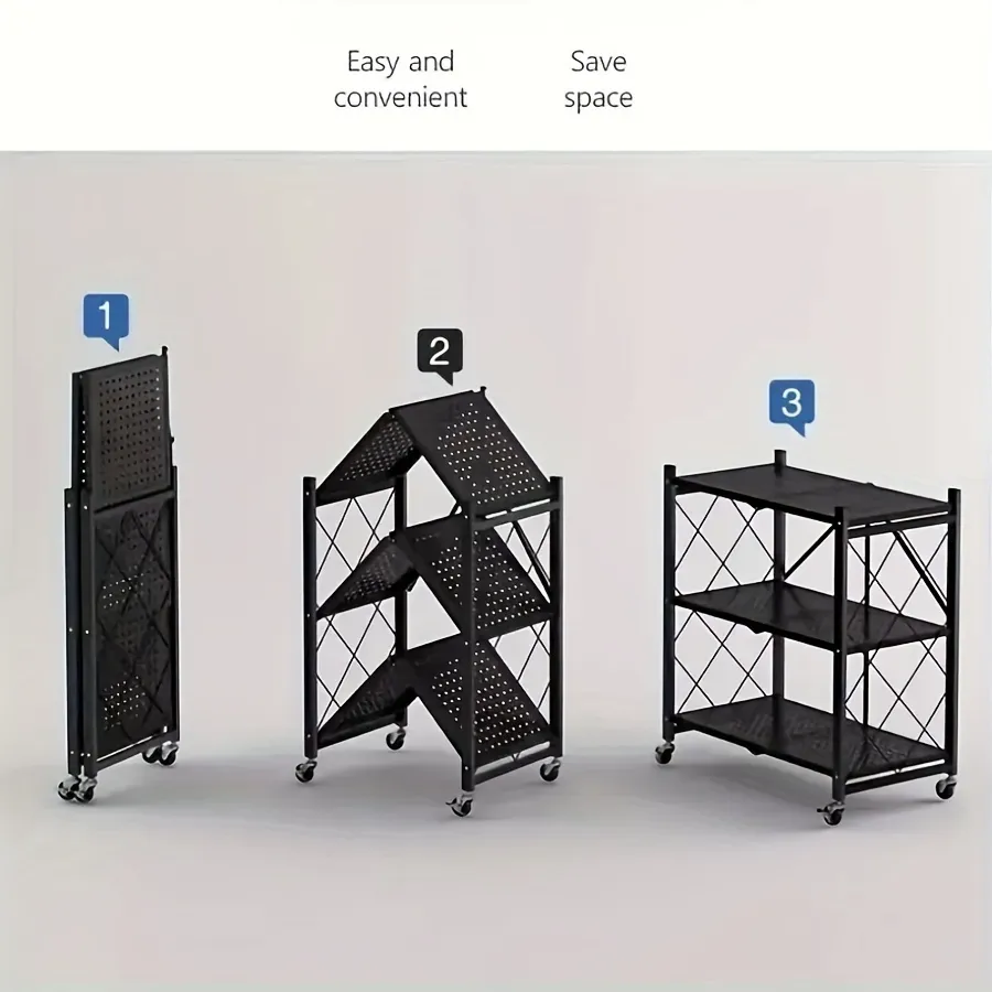 💥Warehouse Clearance💥Foldable Metal Storage Shelves-Heavy Duty on Wheels
