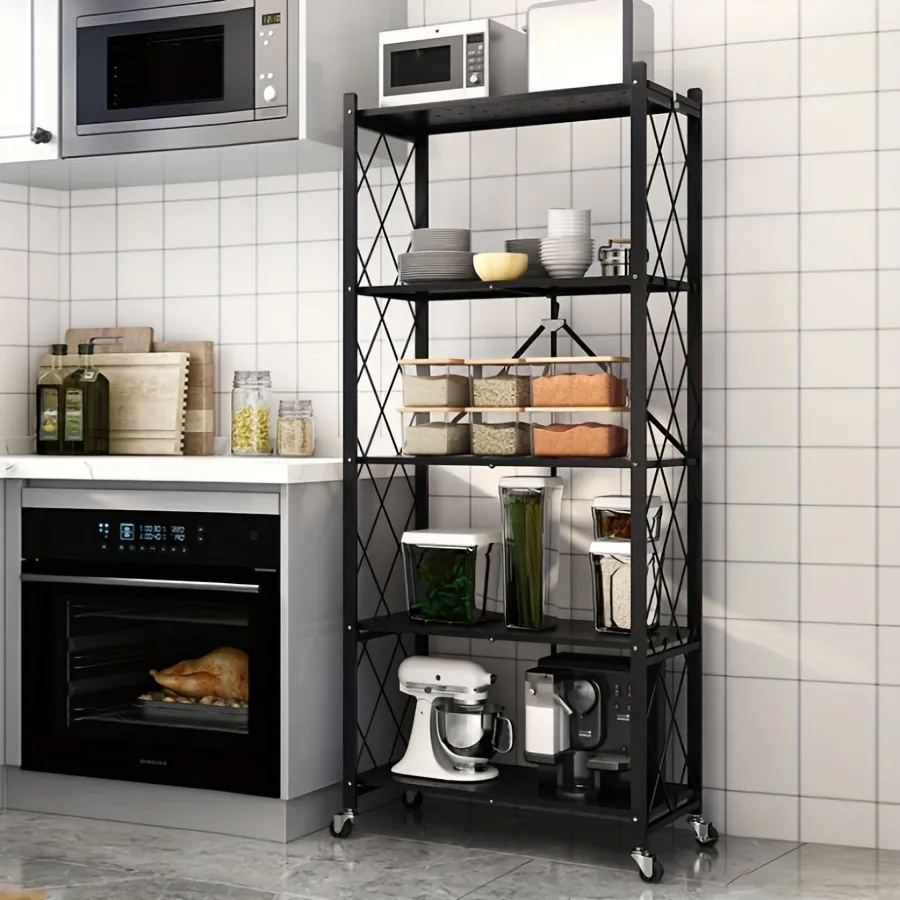 💥Warehouse Clearance💥Foldable Metal Storage Shelves-Heavy Duty on Wheels