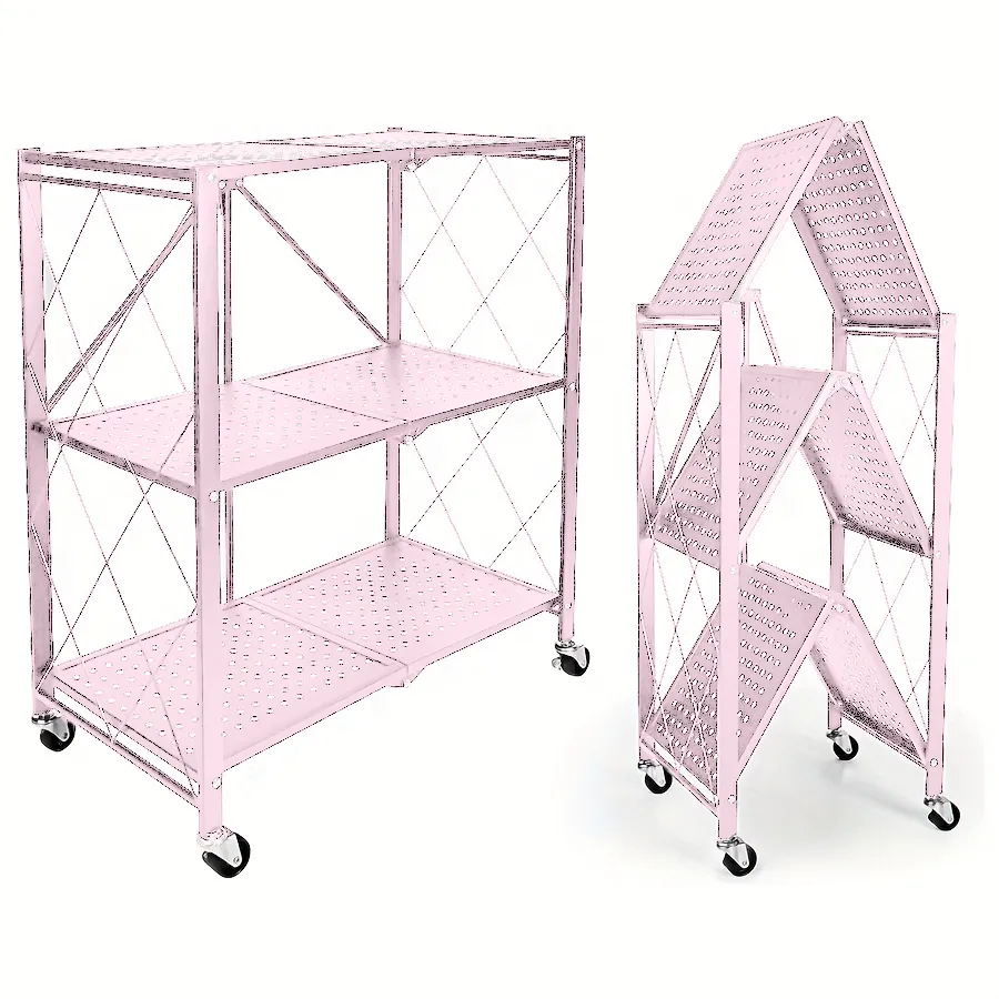 💥Warehouse Clearance💥Foldable Metal Storage Shelves-Heavy Duty on Wheels
