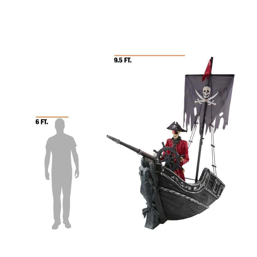 🚨Halloween Early Promotion🔥9.5 ft. Giant-Sized Animated LED Pirate Ship