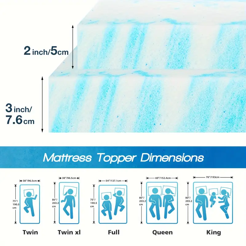🎁Only Today $15.99🎁Mattress Topper Full Gel Memory Foam Mattress Topper