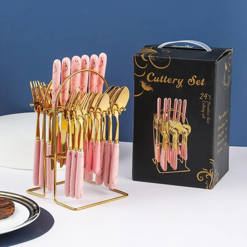 🚨Last Day $9.99🔥24pcs/set Modern Minimalist Kitchen Cutlery Set