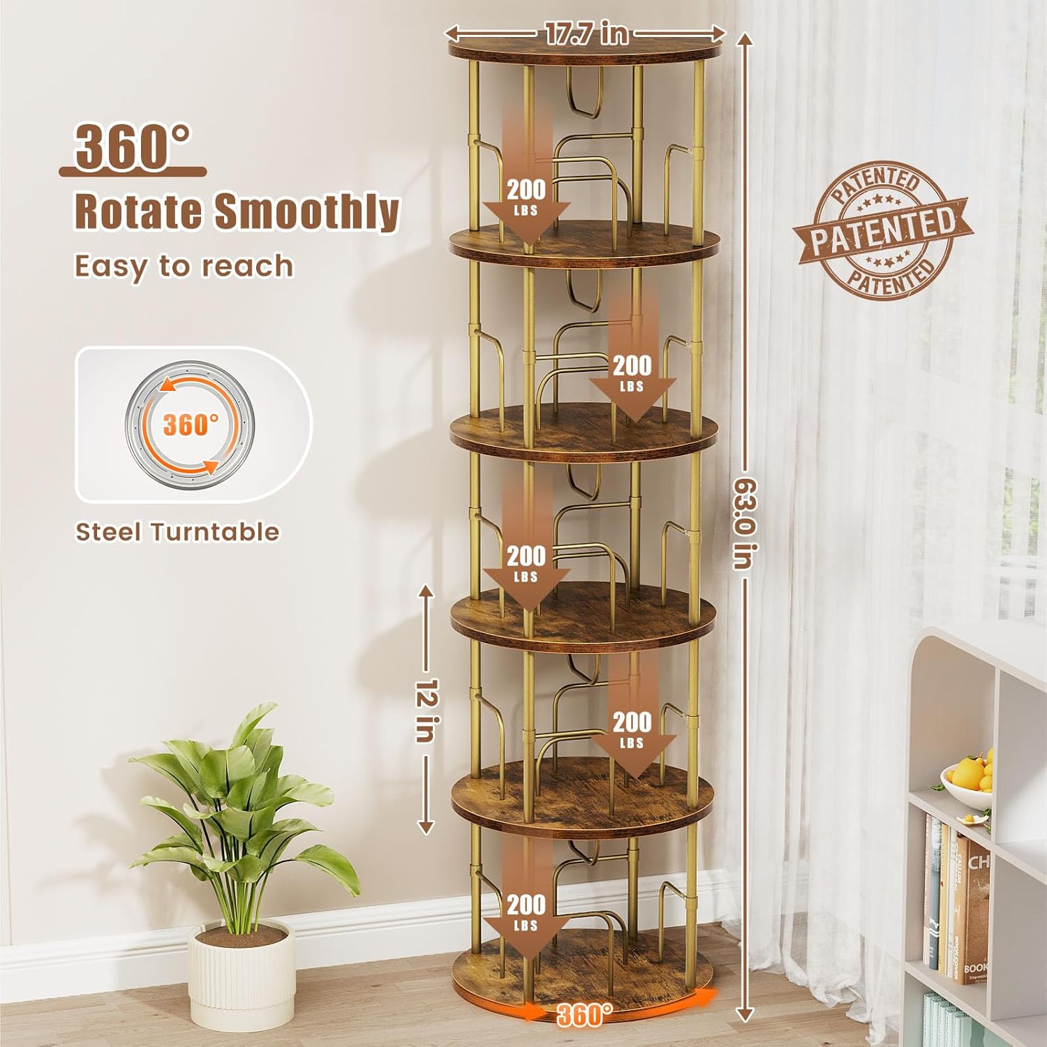 💥Special Promotion💥3 - 6 - Tier Circular Floor - Standing 360 - Degree Rotating Bookshelf And Storage Rack