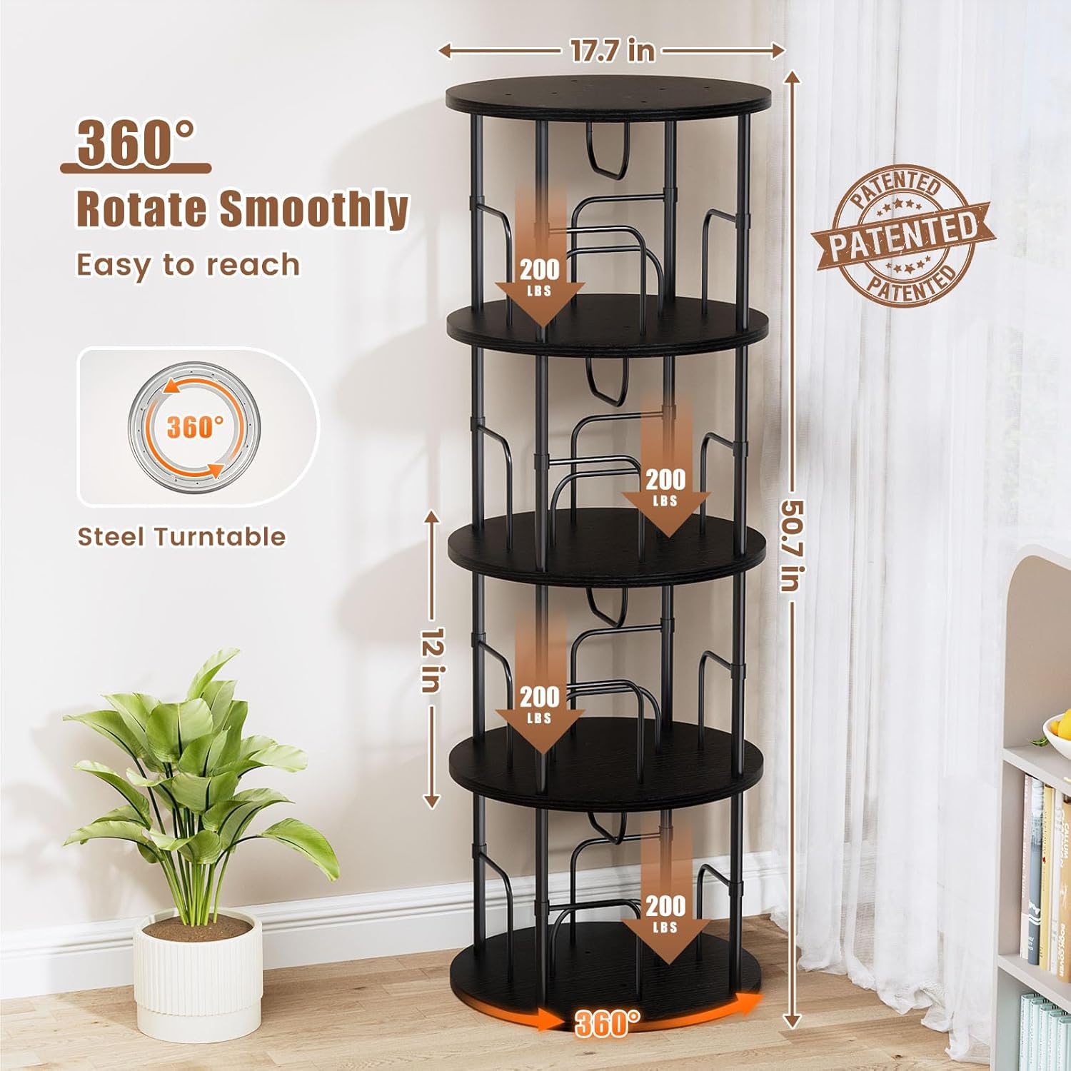 💥Special Promotion💥3 - 6 - Tier Circular Floor - Standing 360 - Degree Rotating Bookshelf And Storage Rack