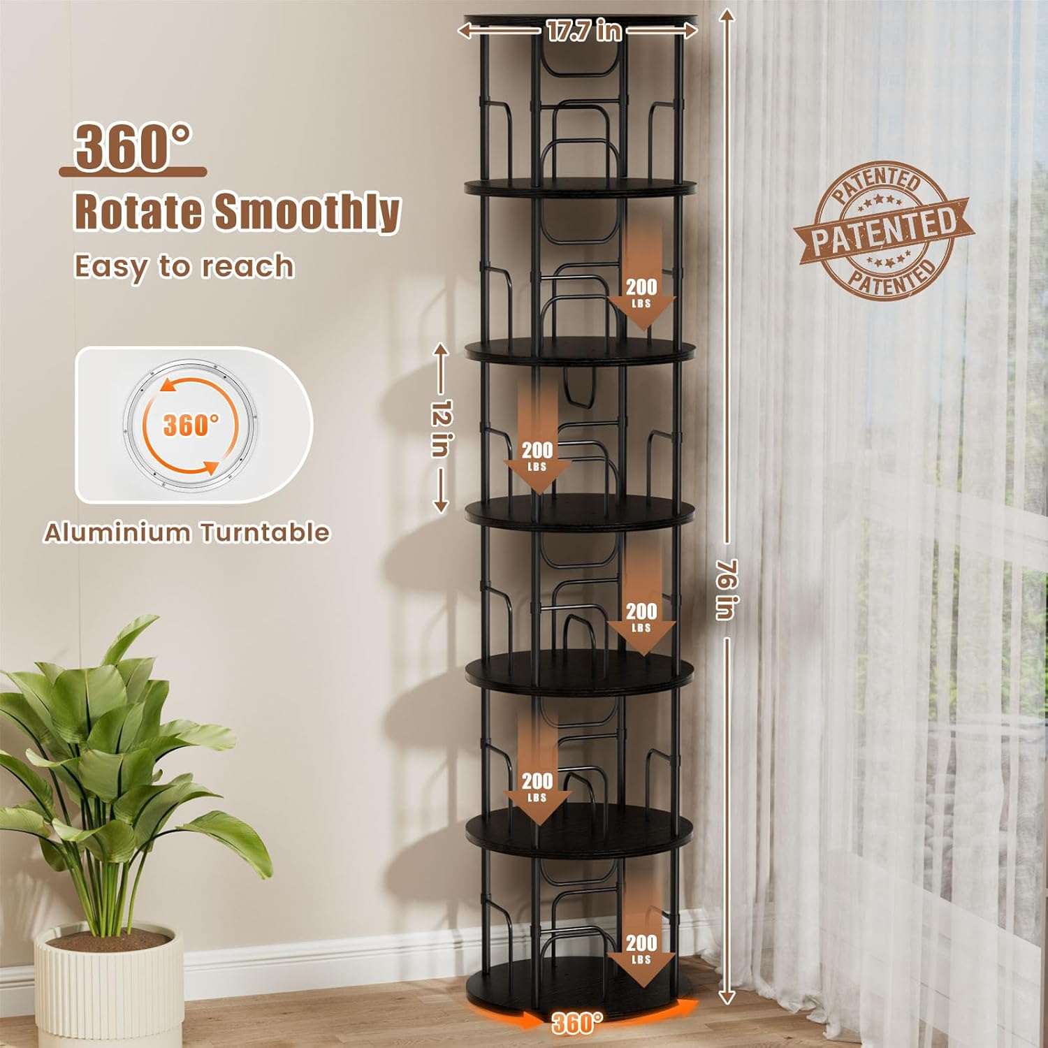 💥Special Promotion💥3 - 6 - Tier Circular Floor - Standing 360 - Degree Rotating Bookshelf And Storage Rack