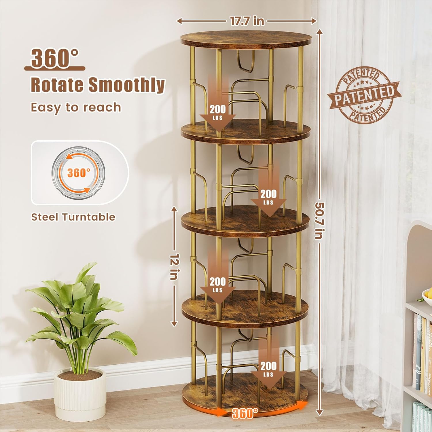 💥Special Promotion💥3 - 6 - Tier Circular Floor - Standing 360 - Degree Rotating Bookshelf And Storage Rack