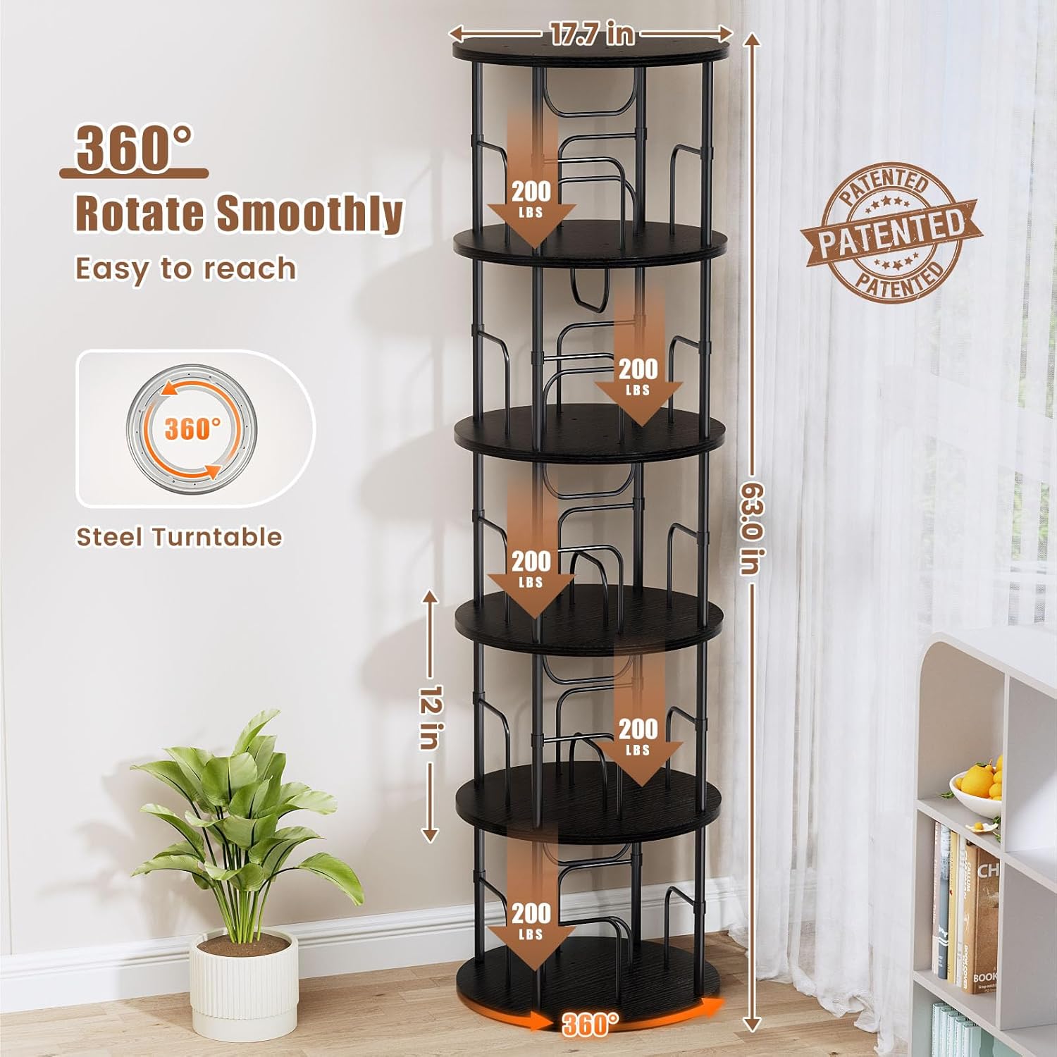 💥Special Promotion💥3 - 6 - Tier Circular Floor - Standing 360 - Degree Rotating Bookshelf And Storage Rack