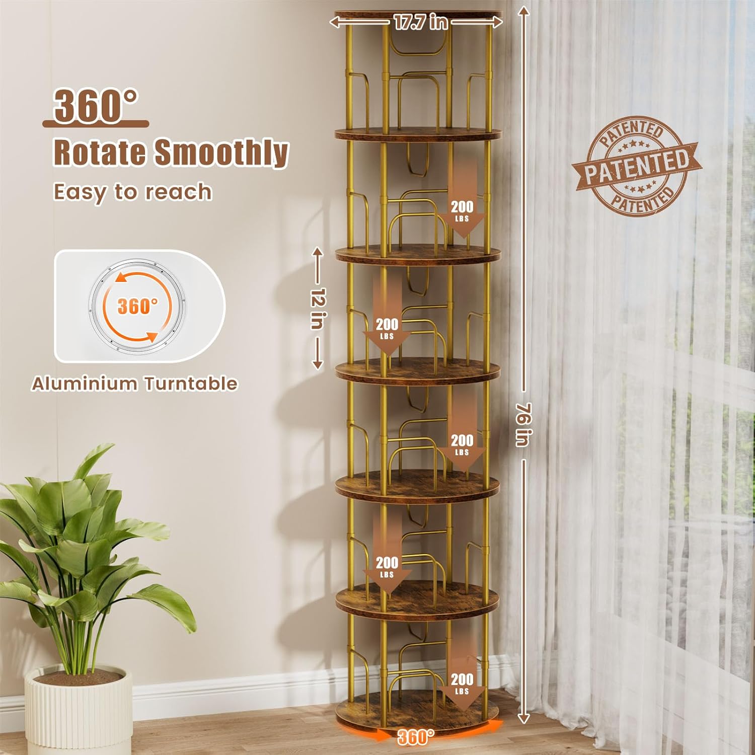 💥Special Promotion💥3 - 6 - Tier Circular Floor - Standing 360 - Degree Rotating Bookshelf And Storage Rack