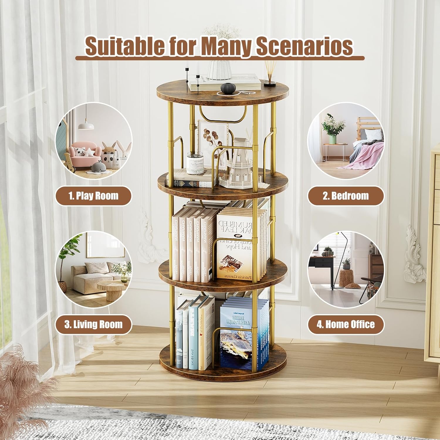 💥Special Promotion💥3 - 6 - Tier Circular Floor - Standing 360 - Degree Rotating Bookshelf And Storage Rack