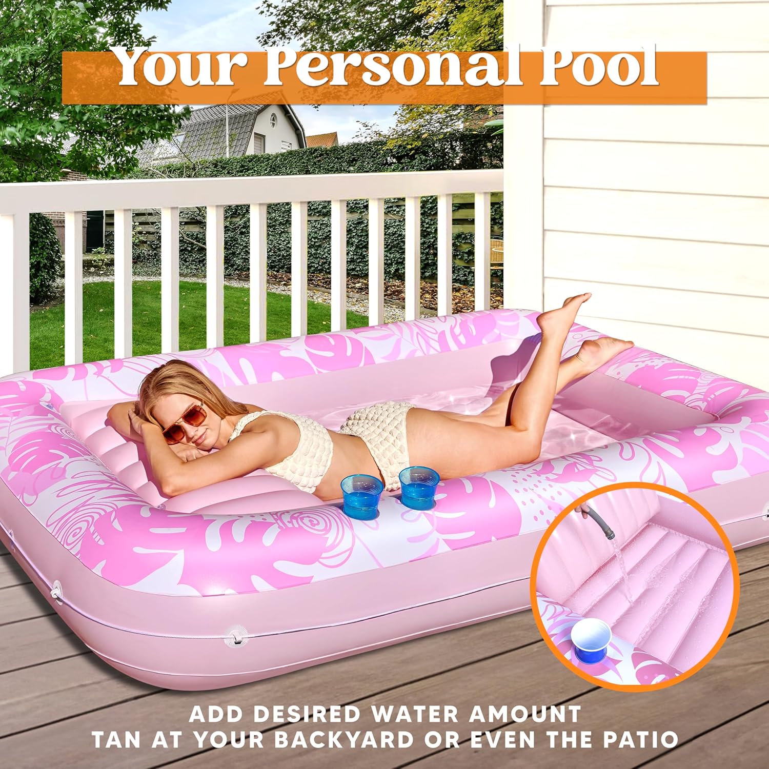 Adult Pool Float Raft with Cup Holder