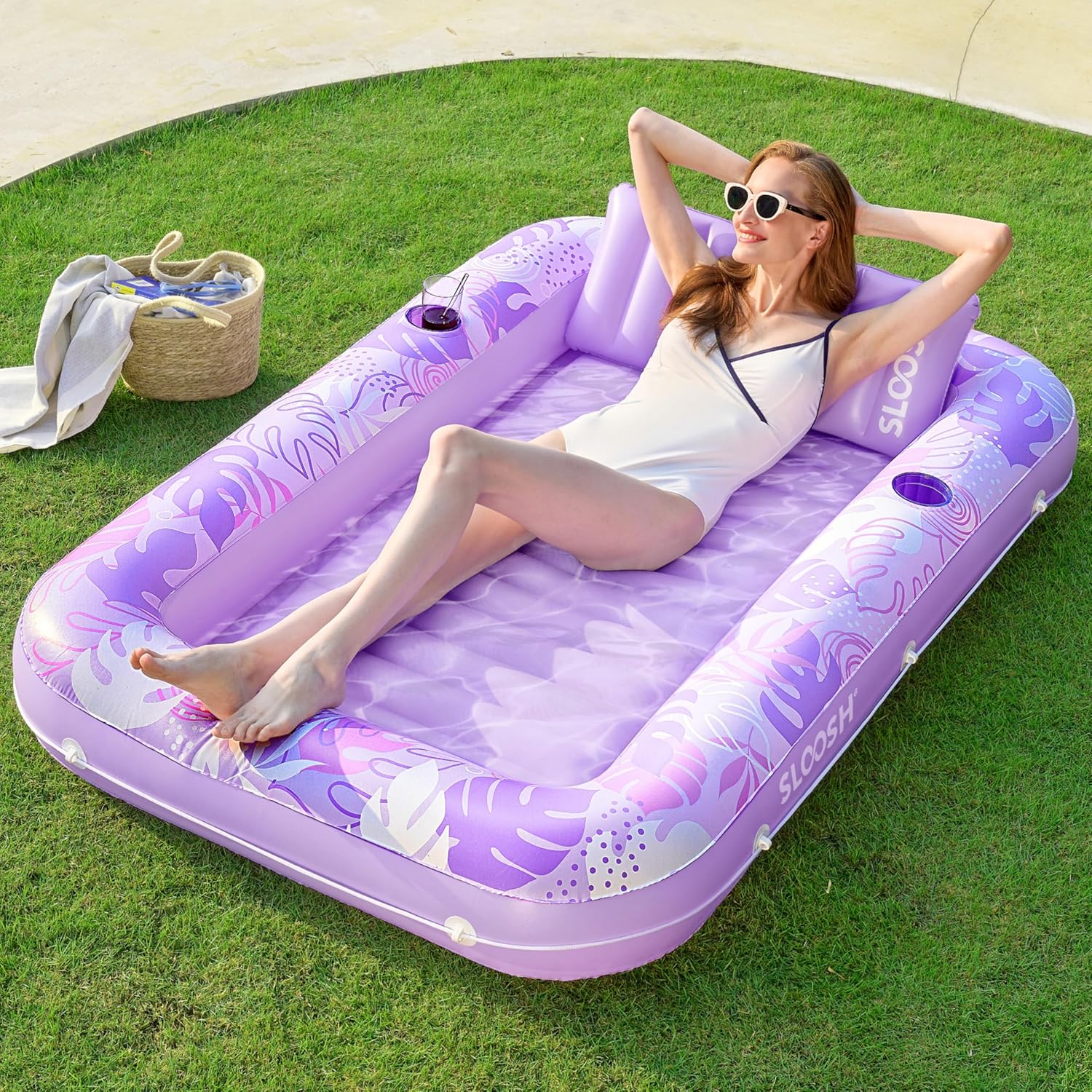 Adult Pool Float Raft with Cup Holder