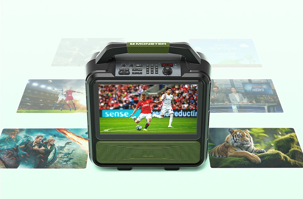 Monster Vmay Bluetooth Speaker with Built-in LCD TV, 15.6&rdquo; Full HD Screen, 60W Audio, 8 Hours Video Playback, 25 Hours Audio Playback