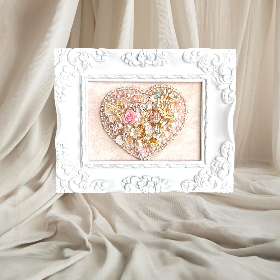Eternal Grace" Handcrafted Heart Frame with Velvet Backing