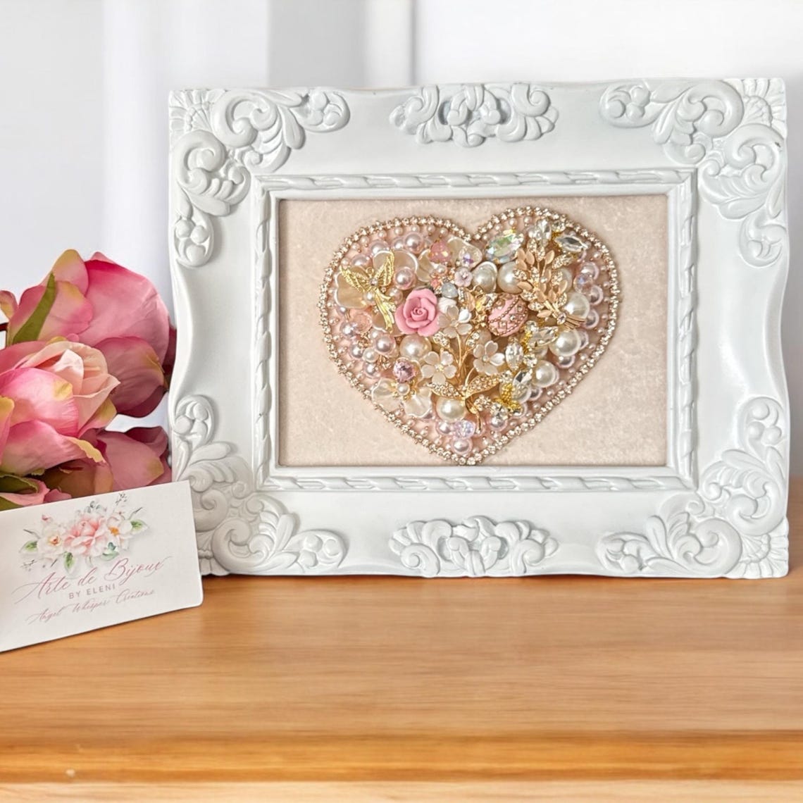 Eternal Grace" Handcrafted Heart Frame with Velvet Backing
